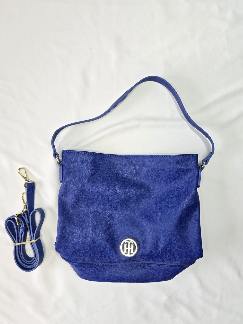 Tommy Hilfiger Cobalt Blue Pebbled Leather Shoulder Bag